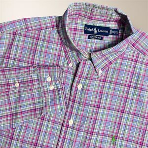 Ralph Lauren Men’s XL Red Green Plaid Cotton Classic Fit Button Down Shirt